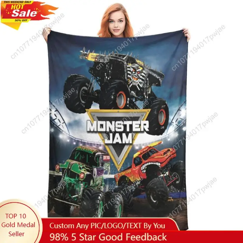 

Comfortable Monster Jam Grave Digger Blanket Merch Bedding Decorative Blanket Throw Ultra-Soft Velvet Outdoor Custom blankets
