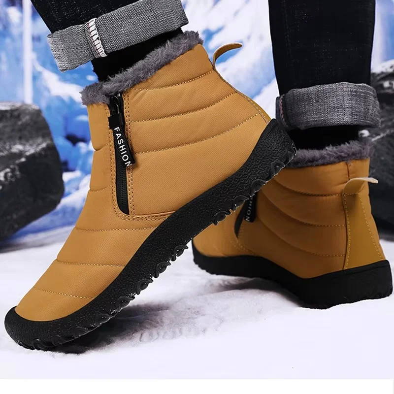 New Men Boots Winter Shoes For Men Warm Snow Boots Mid-calf Men Warm Shoes Thick Plush Winter Boots For Men Women Cotton Shoes