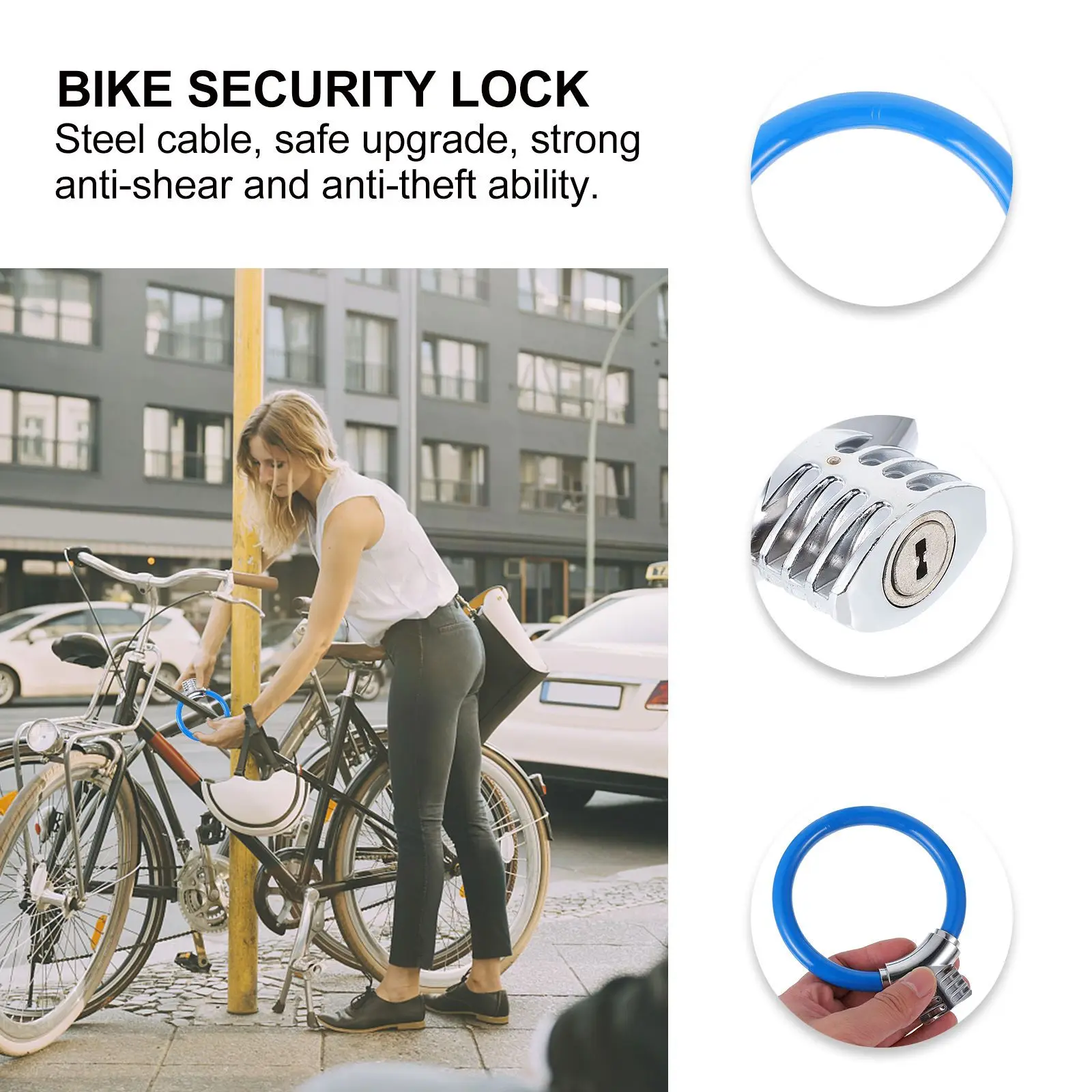 

Luggage Safe Weatherproof Suitcase Locks Traveler Bike Ring Steel Cable Shaped Padlock