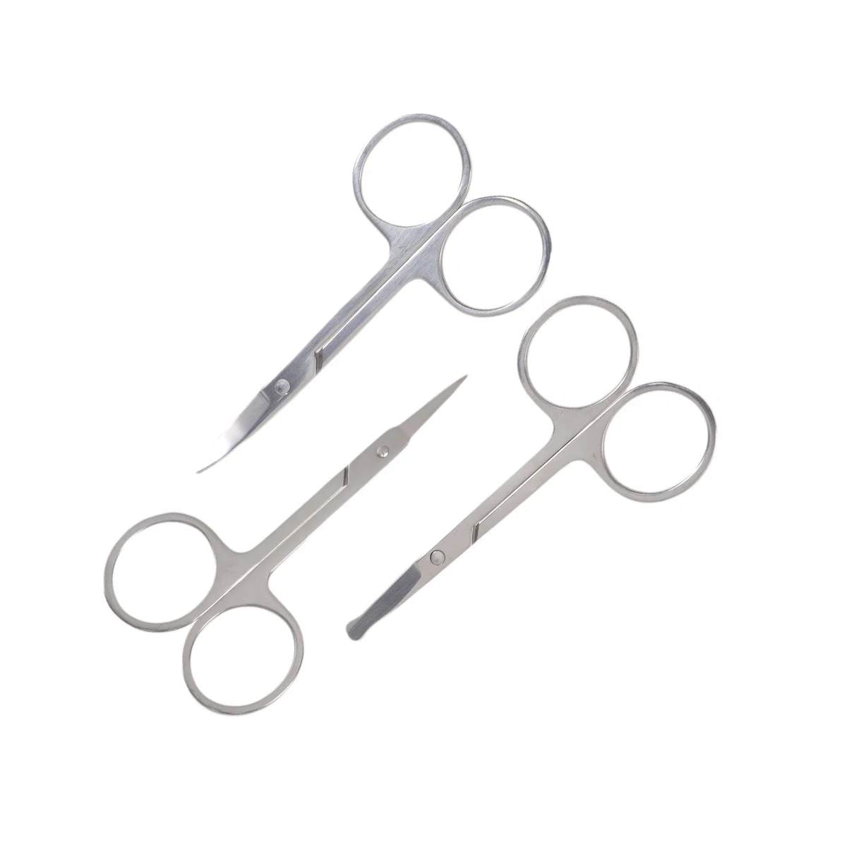 

3Pcs Stainless Steel Eyebrow Scissors Nose Hair Trimmer Simple Design Easy Use Round Edges Tool Eyebrow Scissors