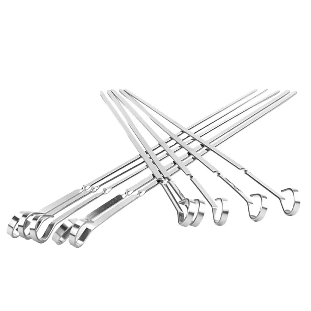 

20 pcs Stainless Steel Flat Skewers 45Cm Thickened Barbecue Needle For Grilling Meat Seafood Vegetables Outdoor Camping Bbq