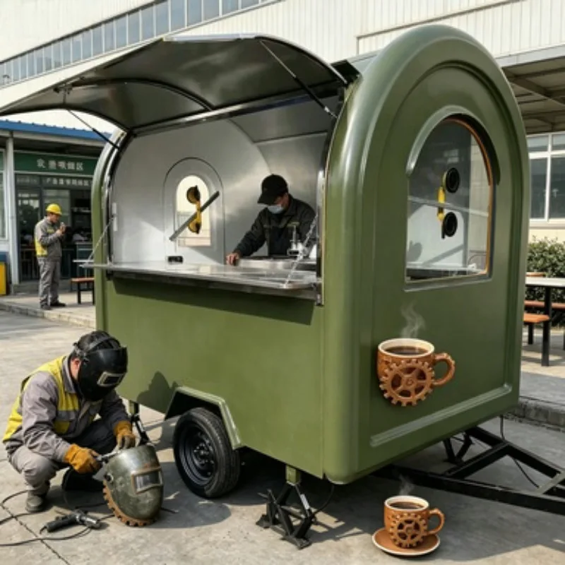 2026 Popular Electric Food Trailer Full Kitchen Stainless Steel Mobile Catering for Fast Food Coffee Shop