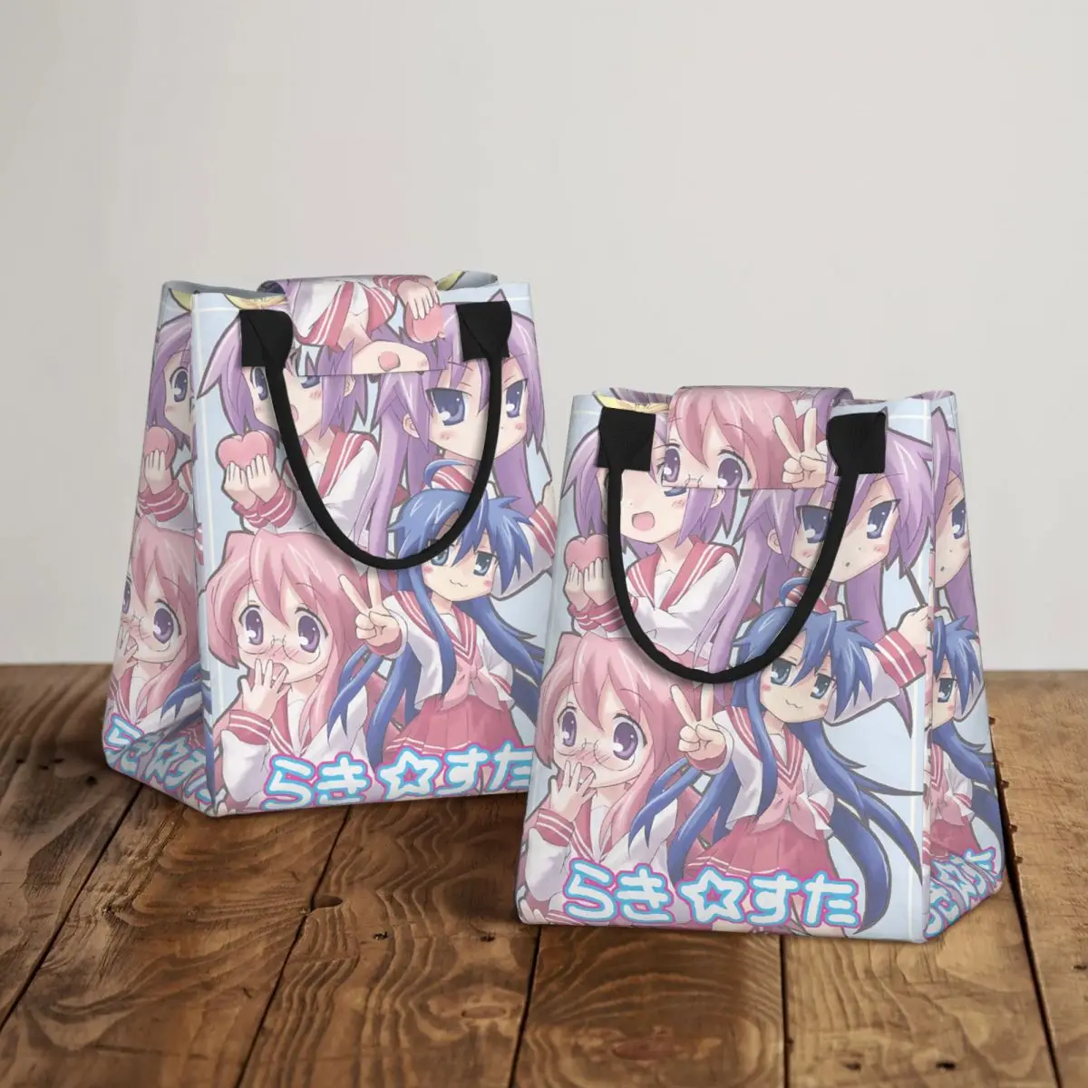

Lucky Star Campus Anime Cartoon Insulated Lunch Bag for Women Kids Portable Food Boxes Thermal Lunch Box Tote
