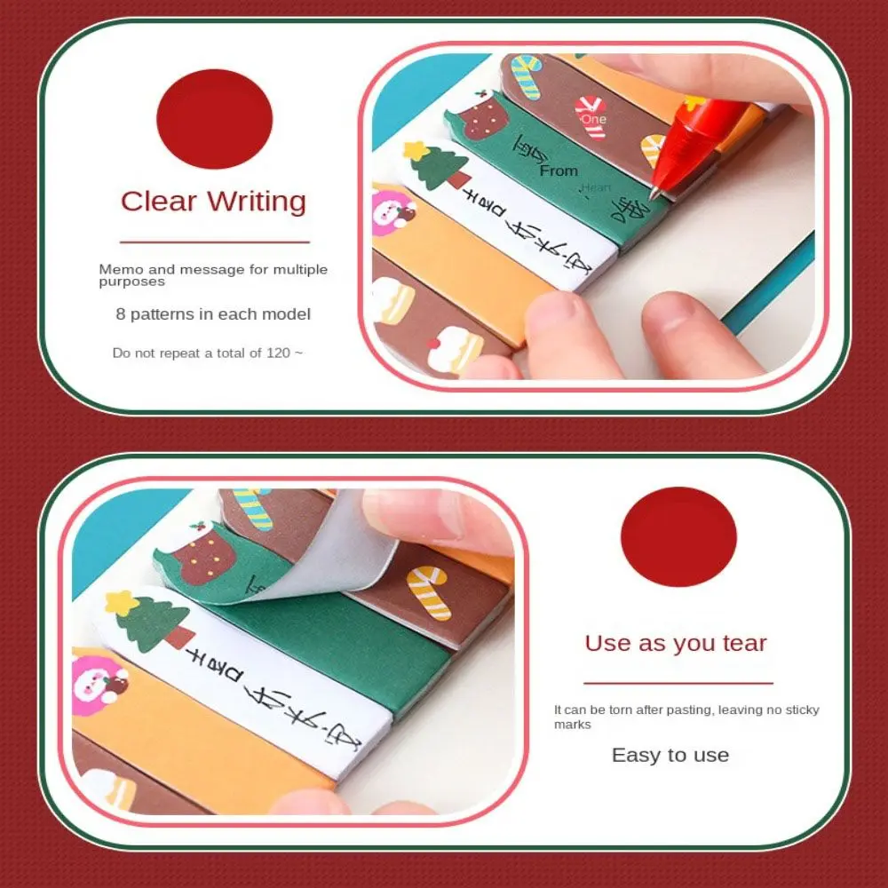 120 Vellen Kerst Sticky Notes Leuke Cartoon Memo Pad Index Bladwijzer Planner Sticker School Kantoorbenodigdheden