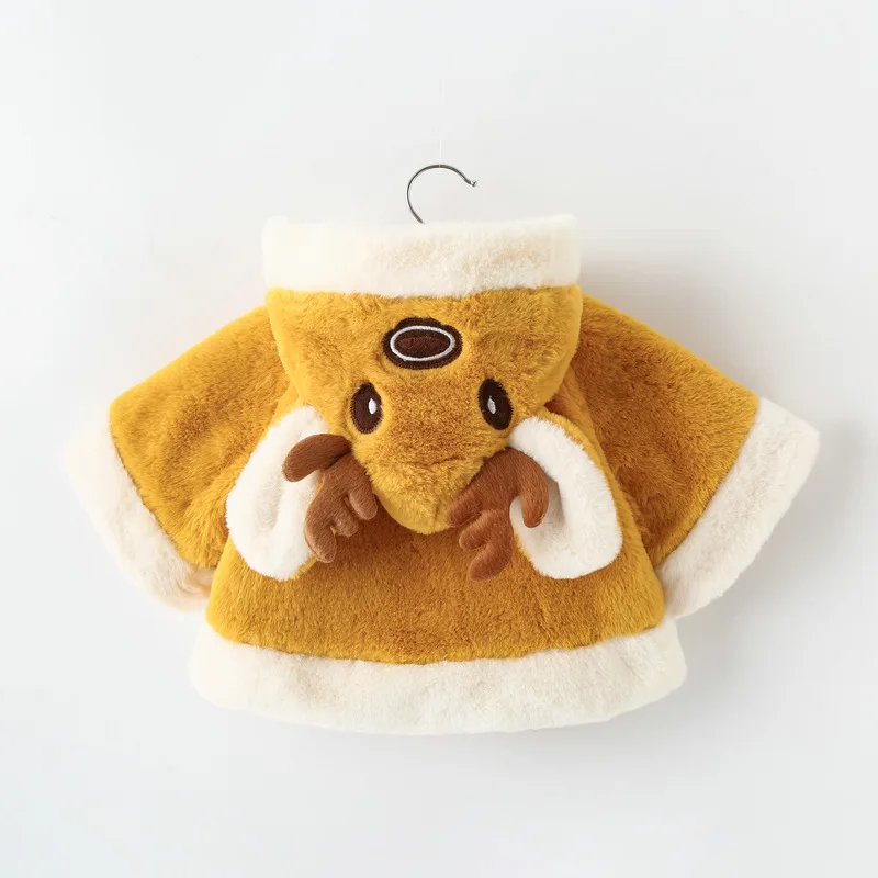 Weihnachts-Plüschjacke für Babymädchen, Niedlicher Elch-Wintermantel, Wärmehaltende Kapuzenjacke, Kleine Prinzessinnen-Umkleidung, Kleidung für Kleinkindmädchen – Detail 10