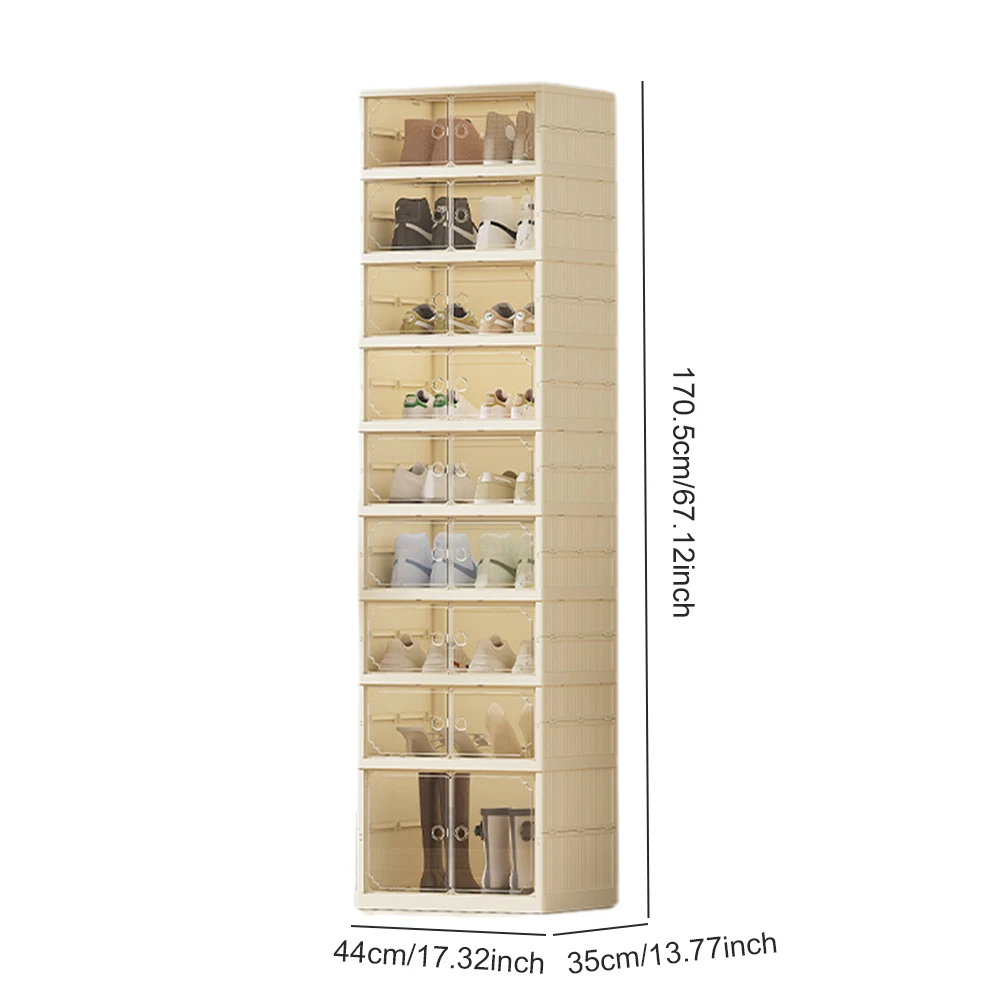 صندوق الأحذية، صندوق تخزين قابل للطي، سهل التجميع، منظم تخزين الأحذية البلاستيكي الشفاف القابل للتكديس، حاوية الأحذية، رف الأحذية #6