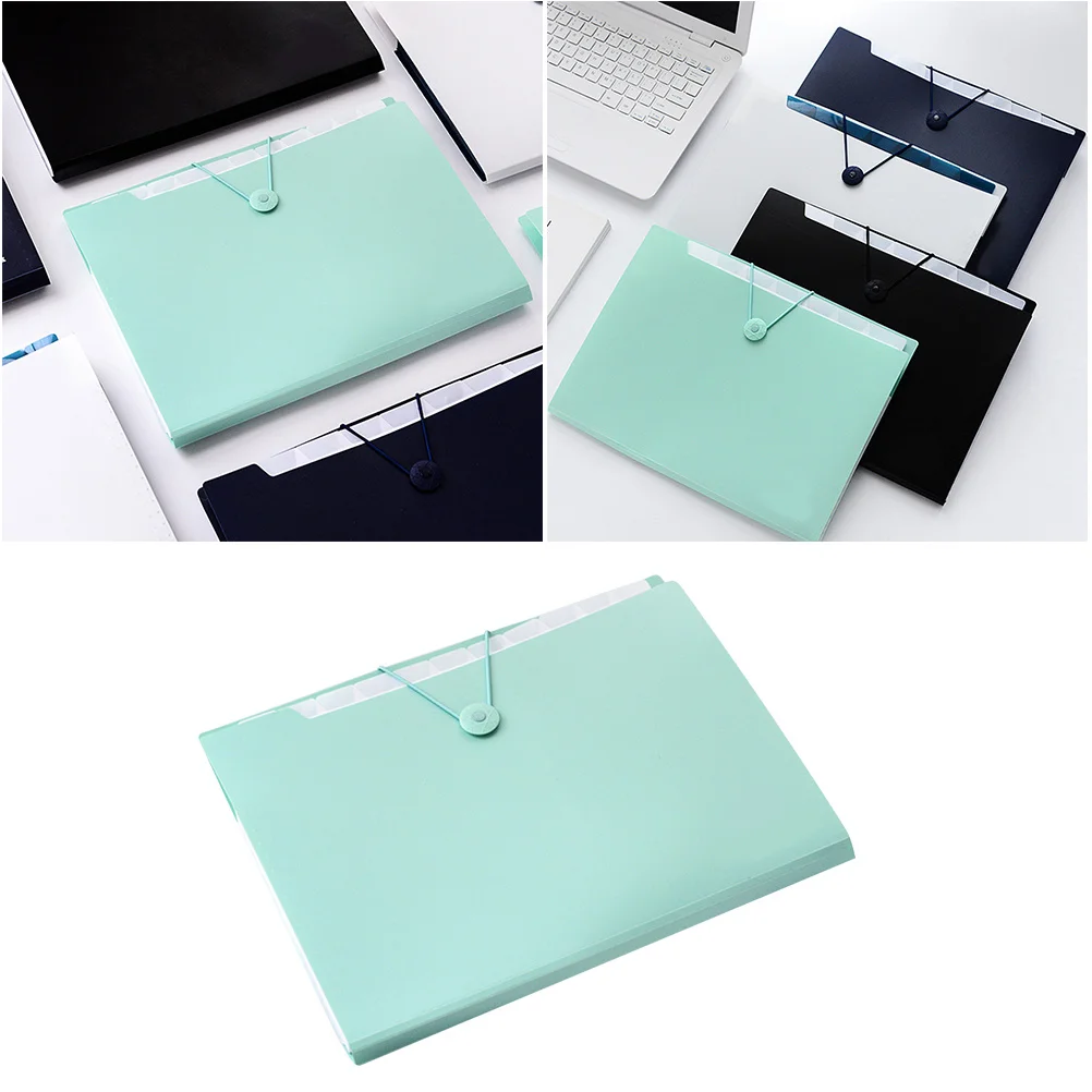 Cartella per fisarmonica in formato A4 da 1 pezzo, 5 tasche, organizer per file in plastica con chiusura a scatto, design dai colori vivaci per documenti e documenti