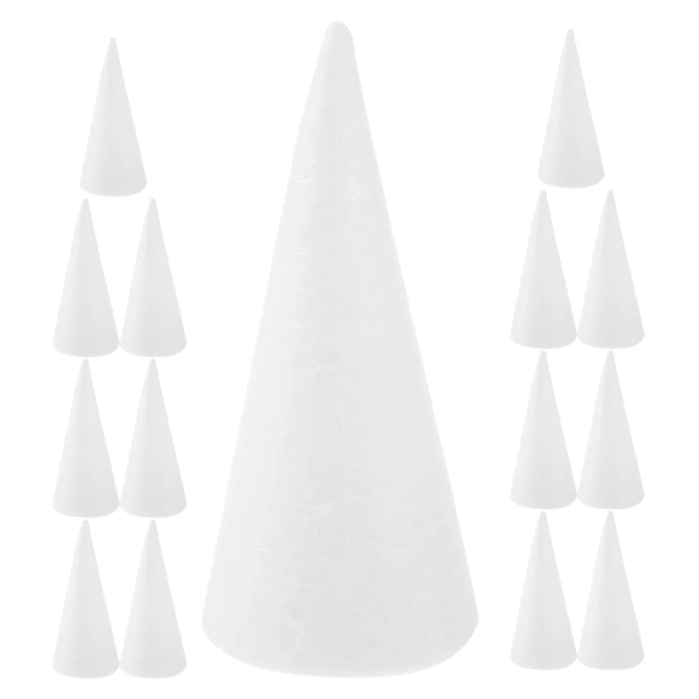 20 Pcs Foam Cone White Christmas Decor Tree Manual School Craft Cones Event Decoration Child for Projects Shaped