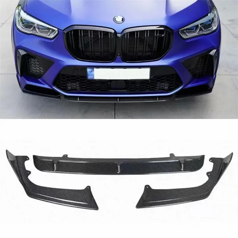 

For BMW F95 F96 X5M X6M 2019 2020 2021 2022 ReaI Carbon Fiber Front Bumper Lip Spoiler Kit