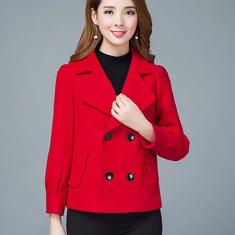 

2023 Woman New Autumn and Winter Models Short Plus Size Baggy Suit Short Woolen Coat Waist In Slimming