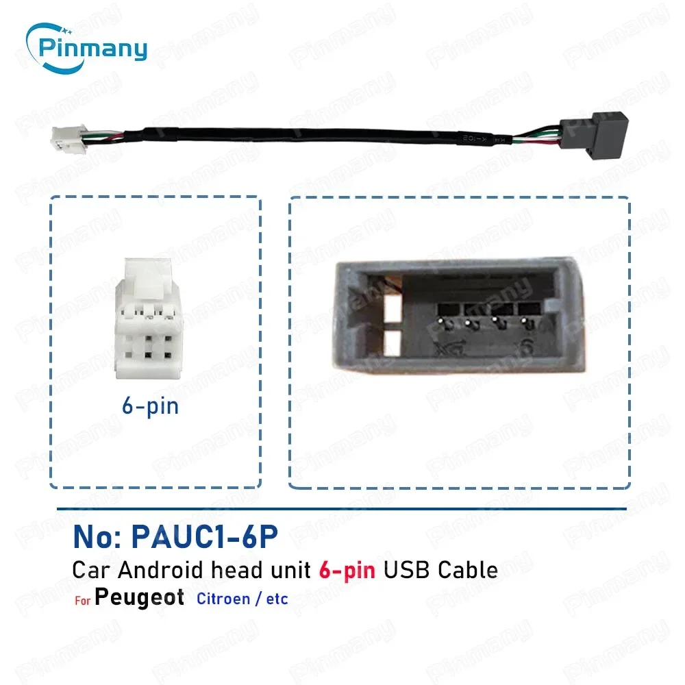 For Peugeot Citroen Car Android Radio Audio Connector PAUC1 4 6 Pin USB Wire Harness Cable Stereo Socket Adapter