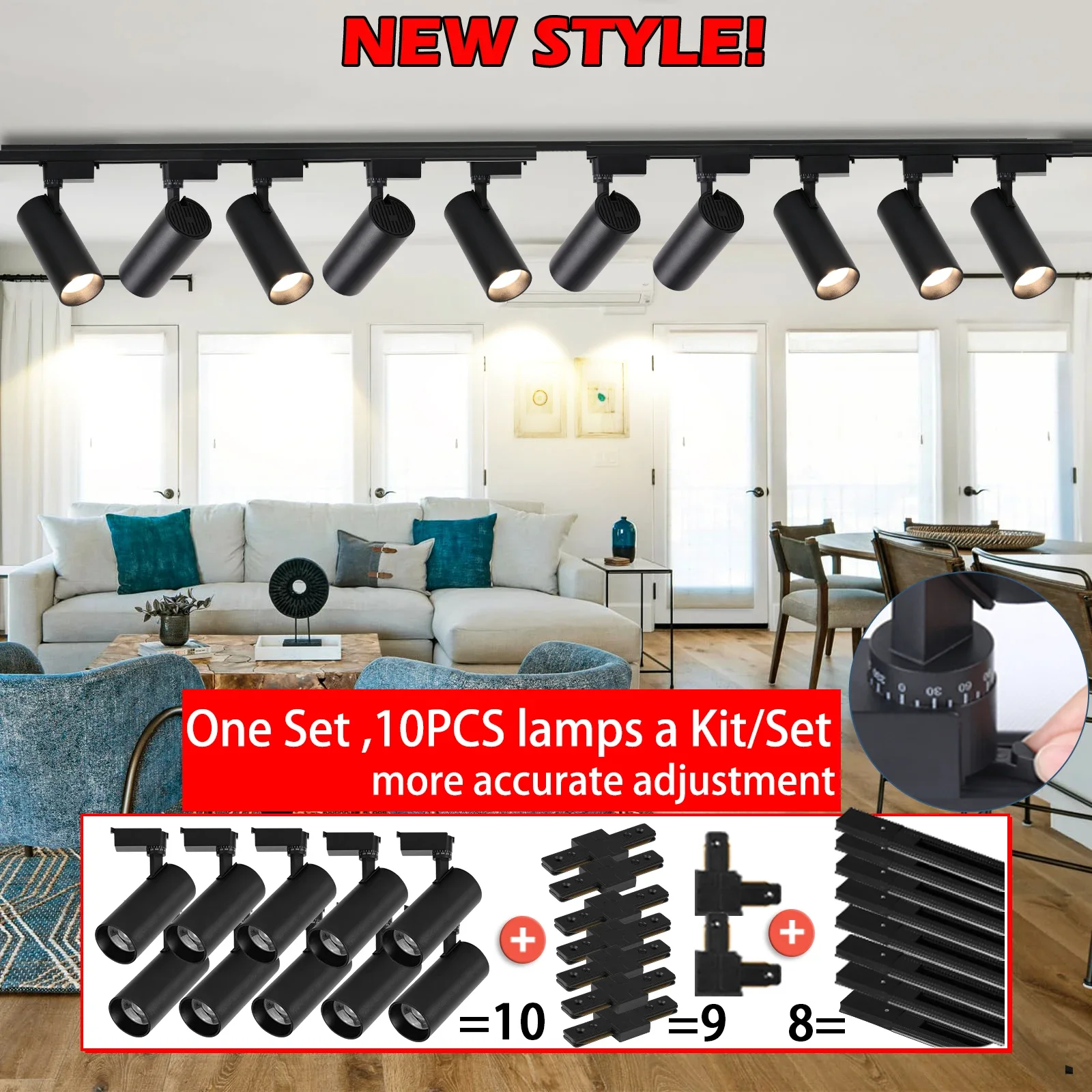 Track Lighting Set with Scales Ceiling Rail Lighting Track Lamp Spot Led Bedroom Light Clothing Shop Home Rail Lights Wall Lamp