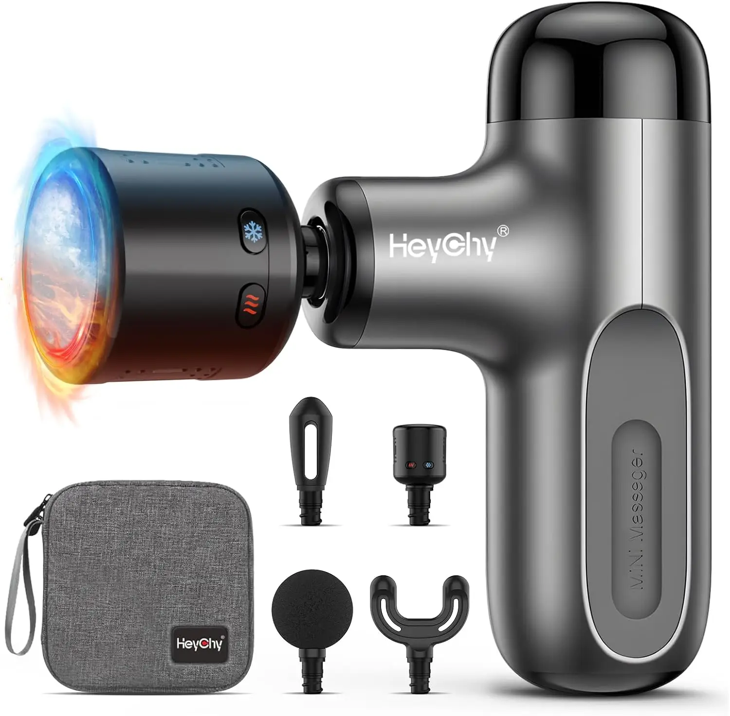 

Портативный пистолет для глубокого массажа тканей с тепловой/холодной терапией, 4 насадки для облегчения мышц