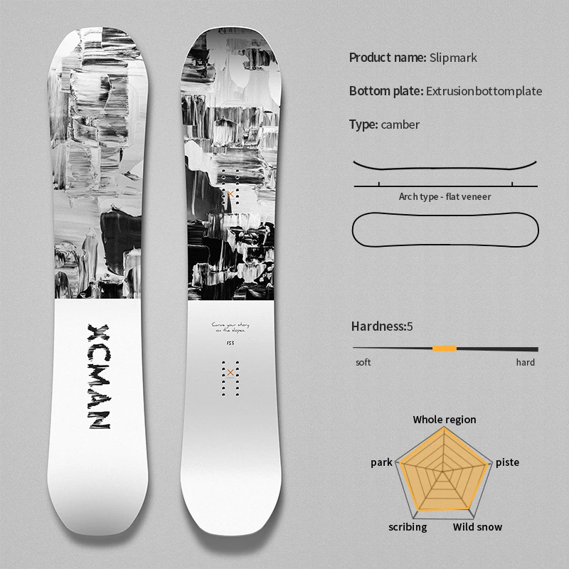 

Retro Gray and White Professional Snowboard High-Quality Beginner High-End Player All-Round Male and Female Adult Figure Ski Equipment Park Flat Snow Equipment Young People