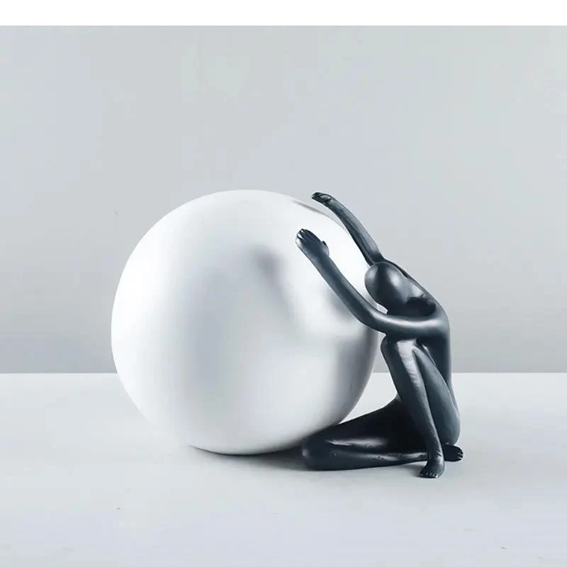 Resins Character Statue Ball Holding Abstract Figure Minimalism Crafts Ornaments Decor Figures Sculpture Decorative Figurines