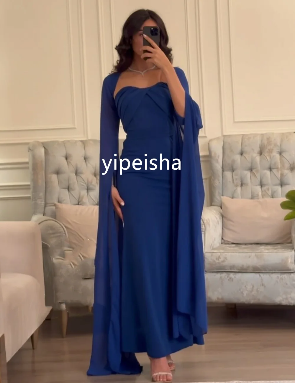 Plissado Coluna Strapless Midi Vestidos, Jersey elegante, Homecoming casual, simples, moda retrô, estilo chinês