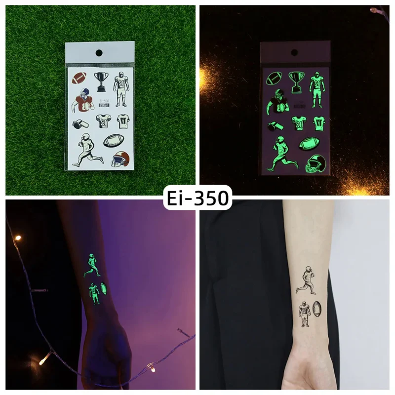 

Luminous Tattoo Waterproof Stickers Children Cartoon Football Soccer Temporary Tattoos Glow Paste on Face Arm Leg for Kids Gift