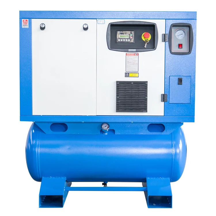 

Integrate Dryer 220V 380V 3p 50Hz 0.8Mpa 1.0mpa Industrial 200L 400L 500L tank 10HP 7.5KW 4-in-1 Screw air Compressor