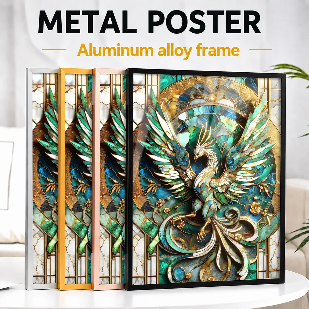 Abstract Phoenix Kintsugi Framed Metal Print Customized Photo Refined Shape Style Wall Art For Bedroom Ideal Housewarming Gift