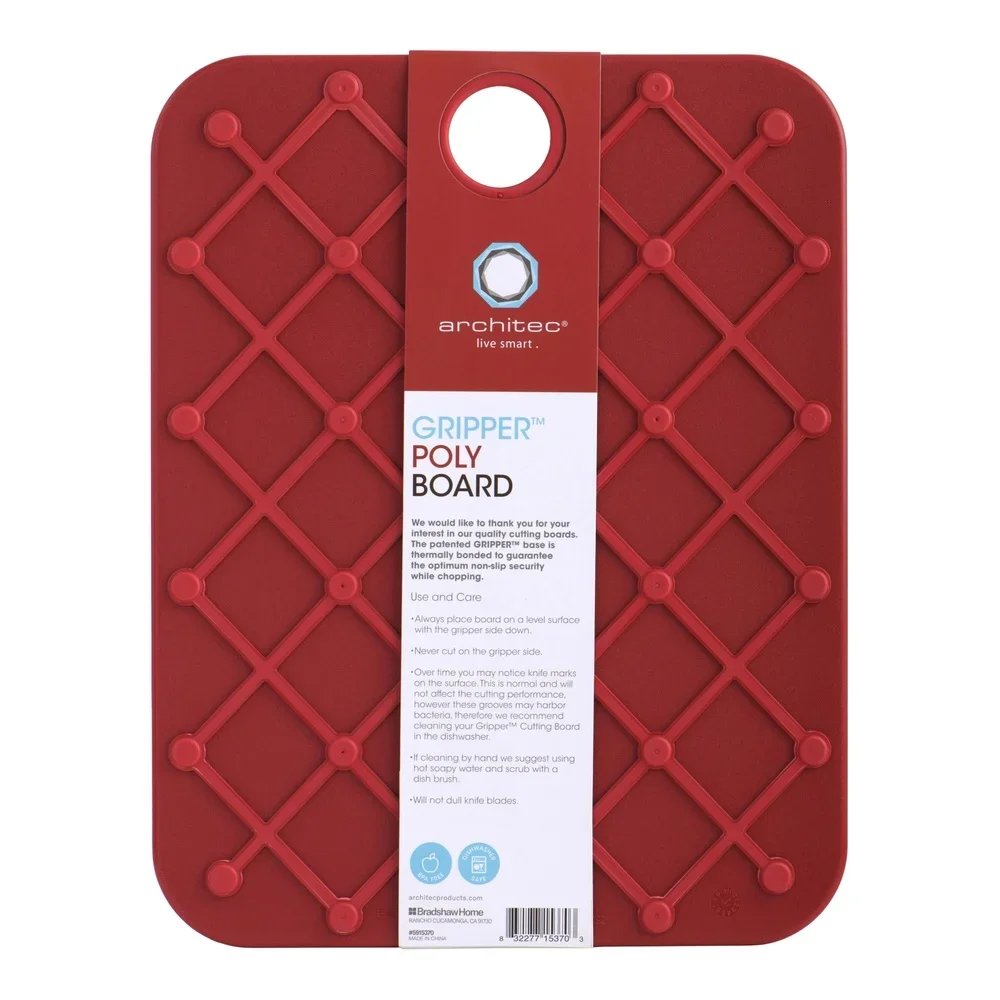 

Нескользящая разделочная доска из полипропилена 14x11, сверхмощная кухонная разделочная доска, которую можно мыть в посудомоечной машине, канавки для сока, захват, красное дно