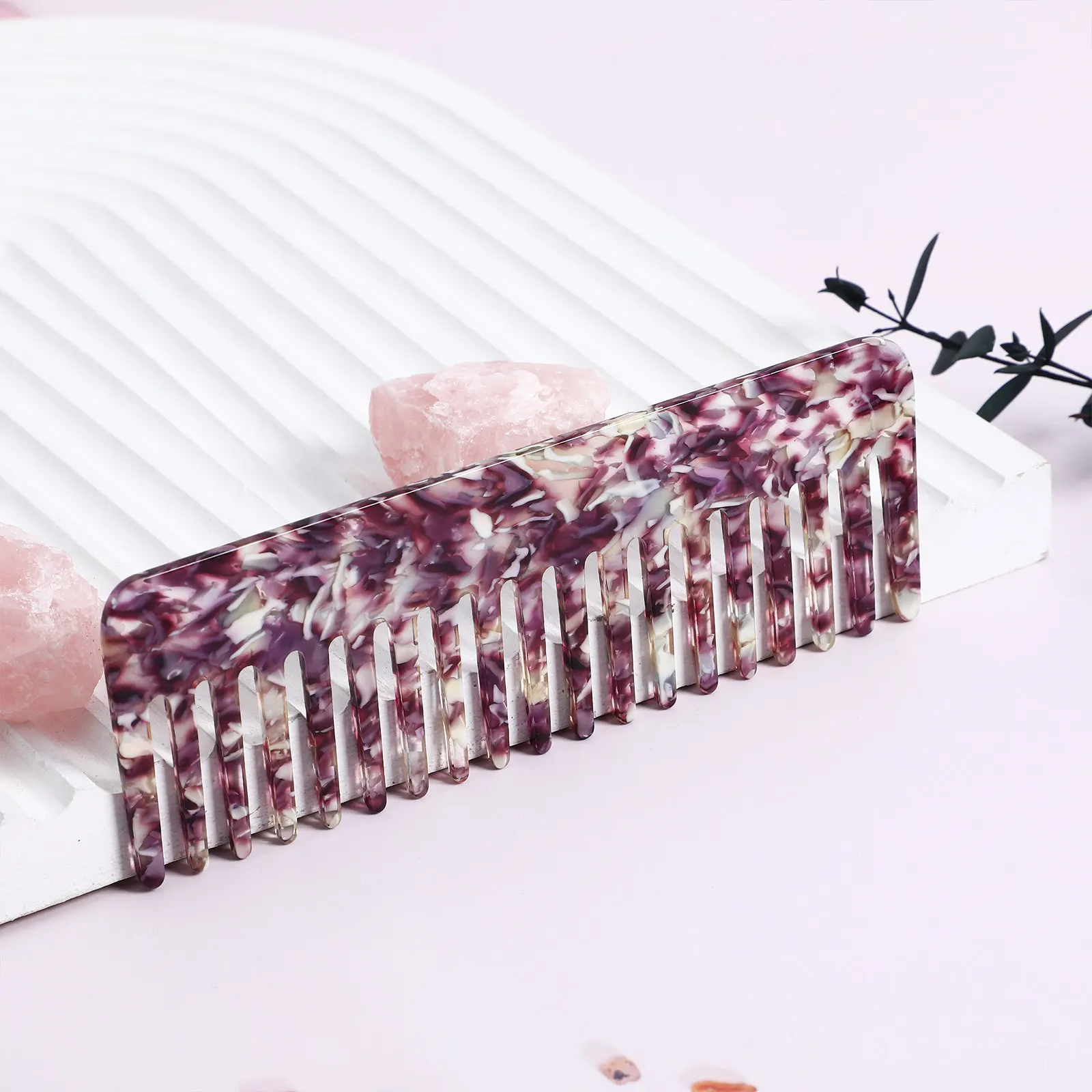 

2 шт. расчески с широкими зубьями и мраморным узором, ацетатные расчески для распутывания волос, для влажных, сухих, кудрявых и прямых волос, большой размер, инструмент для укладки волос