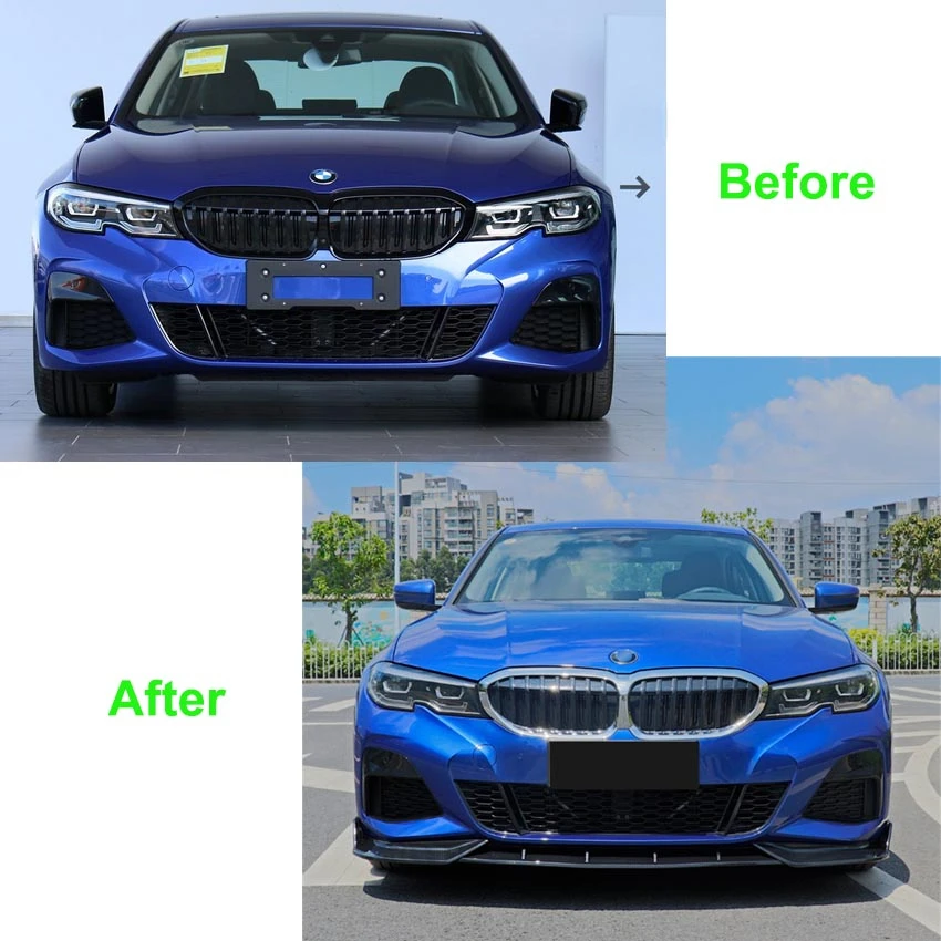 For BMW 3 Series G20 G21 G28 2019-2022 M Pack Front Bumper Lip Spoiler Splitter Diffuser Cover Canards Tuning Auto Parts Bodykit