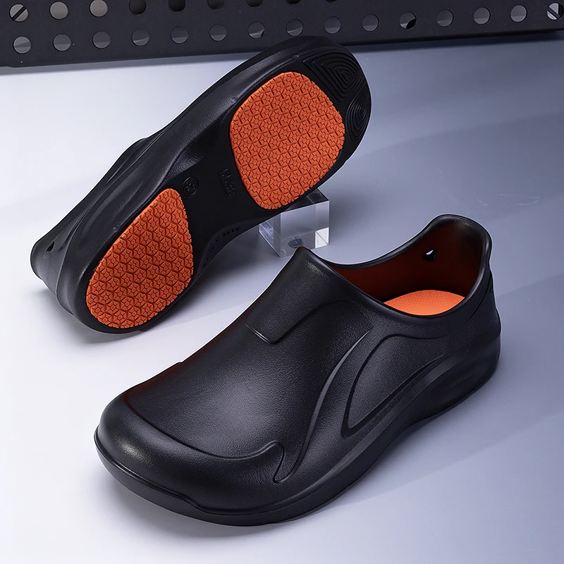 Men's One-Piece Eva Fully Waterproof, Oil-Proof, Non-Slip Slip-On Chef Shoes Work Sandals