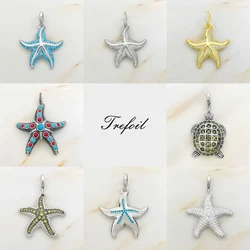 Pendant Starfish Turtle 925 Sterling Silver fit Necklace New Fine Women Jewelry Accessories Europe Styling Trendy Cute Gift