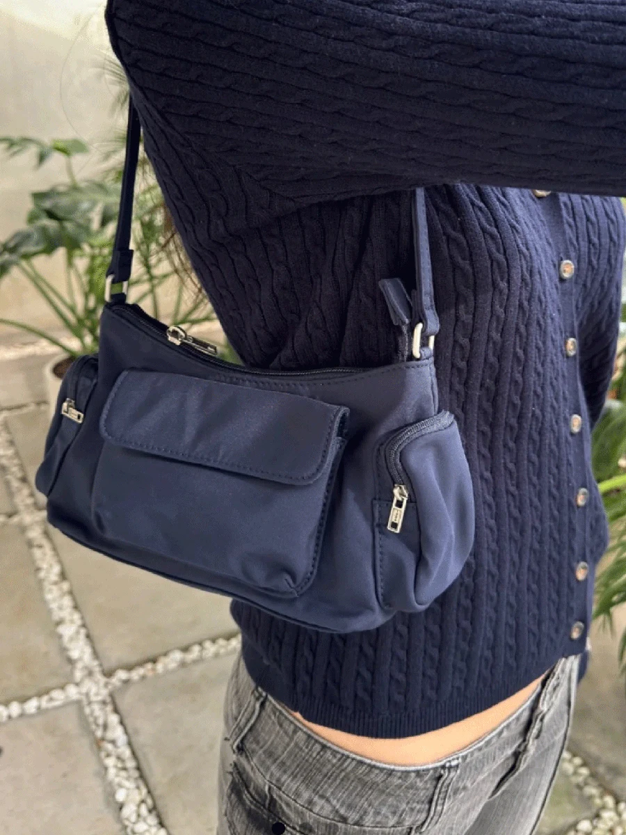 

Сумка на плечо с карманами на молнии, женская четырехсезонная высококачественная повседневная сумка, женская винтажная уличная одежда, темно-синие сумки подмышками, новинка