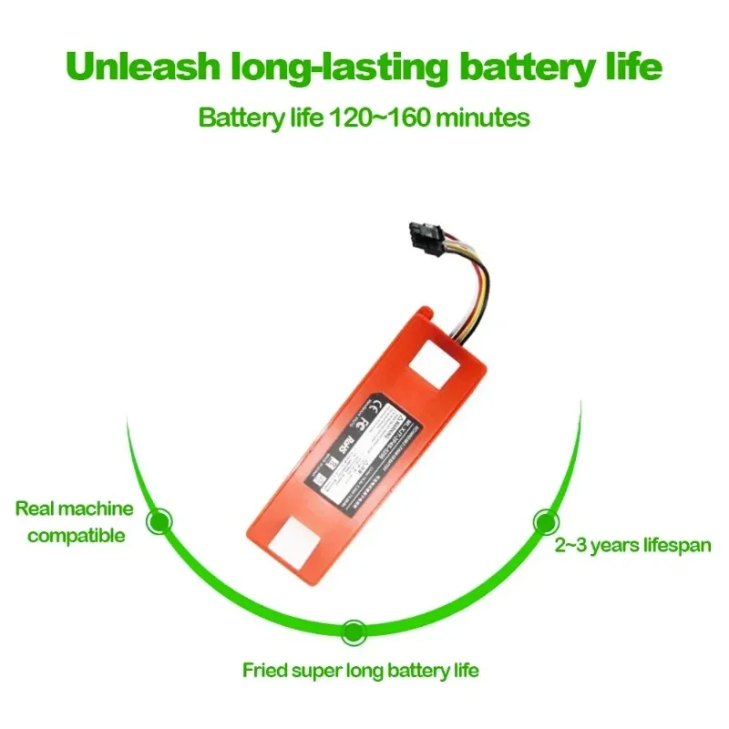 14.4V 6500mAh For Roborock S6 S7 MaxV Q5 Q7 MAX Robot Vacuum Cleaner Replacement Battery