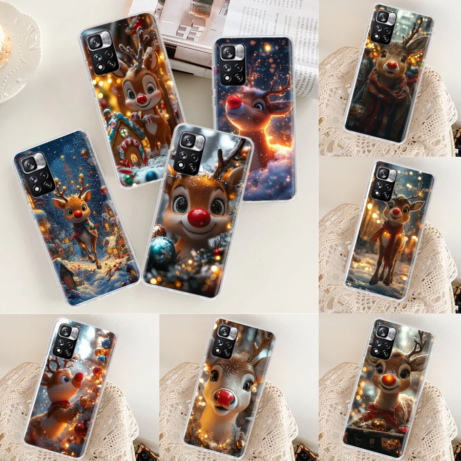 Christmas Reindeer Decorated With Snow Phone Case For Xiaomi Poco X3 GT X4 NFC M4 M5 M5S X6 X5 Pro 5G M3 Mi F6 F5 F4 F3 F2 F1 M2