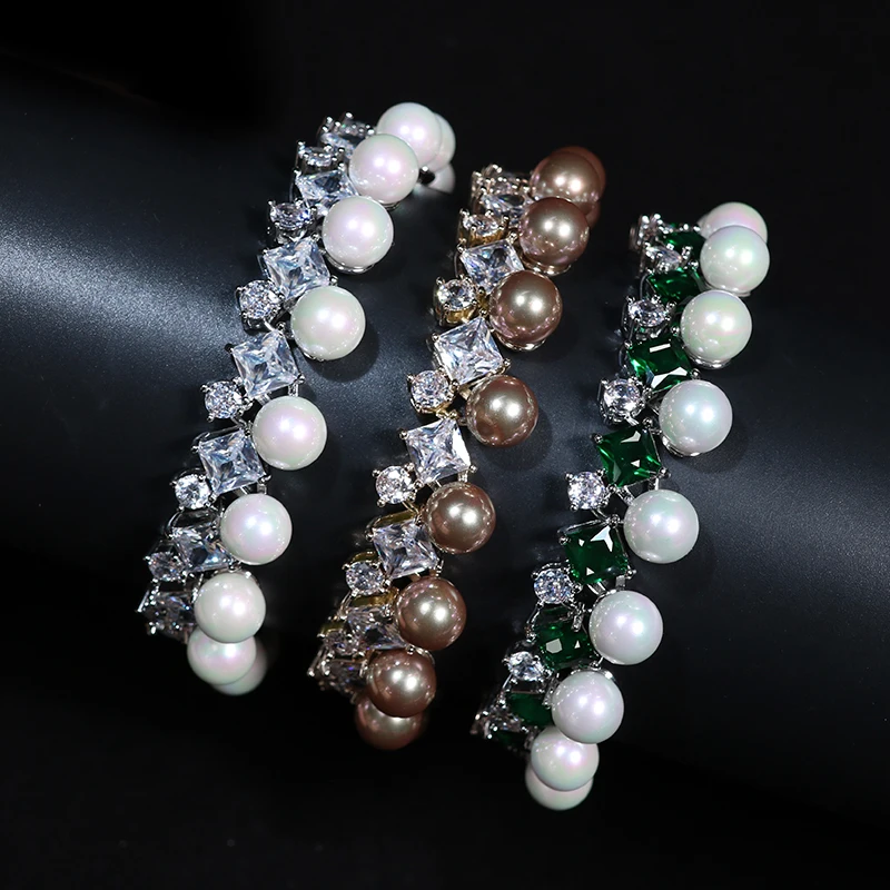 HIBRIDE Amazing 2025 Brush Up 2 Piece Set Set Pearl Bracelet Women's Set Fashion Jewellery Bridal Wedding Party Daily Gift B04