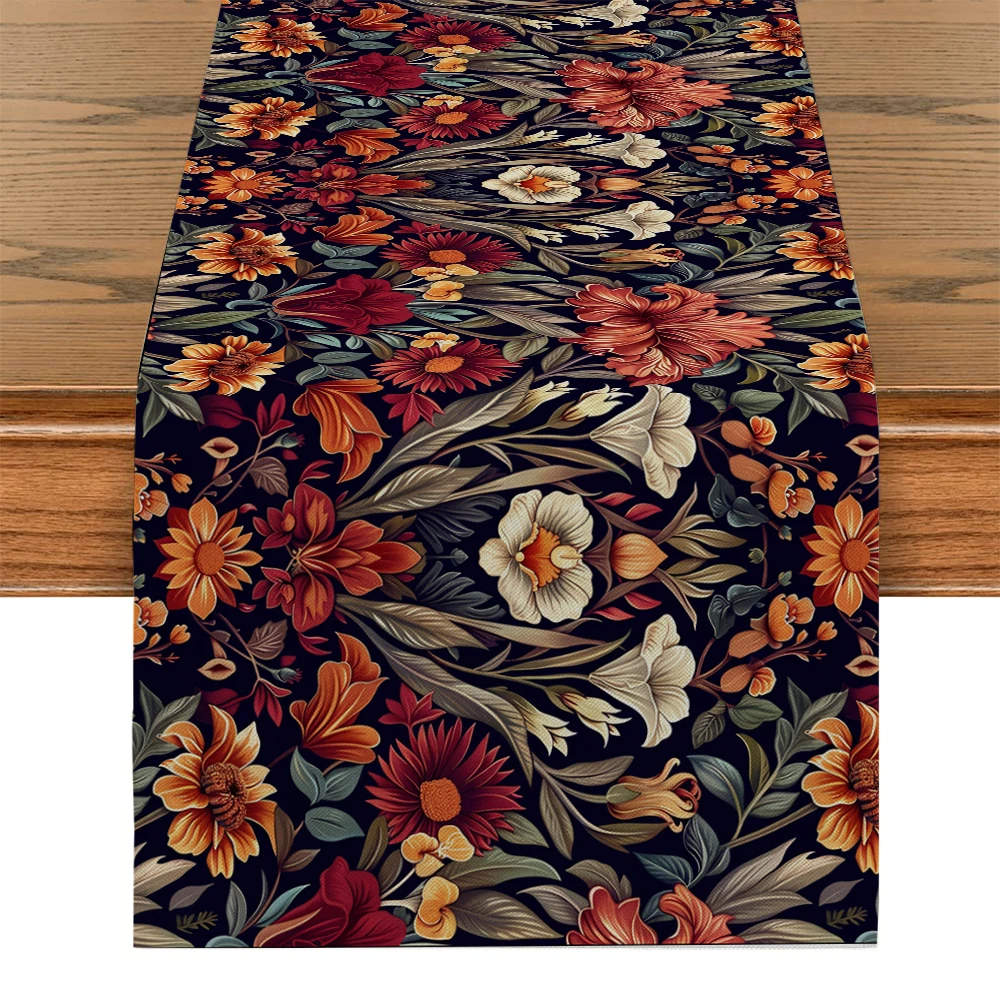 Lily Tulip Leaf Table Runner Kitchen Dining  Table Decoration for Indoor Outdoor Home Table Runners