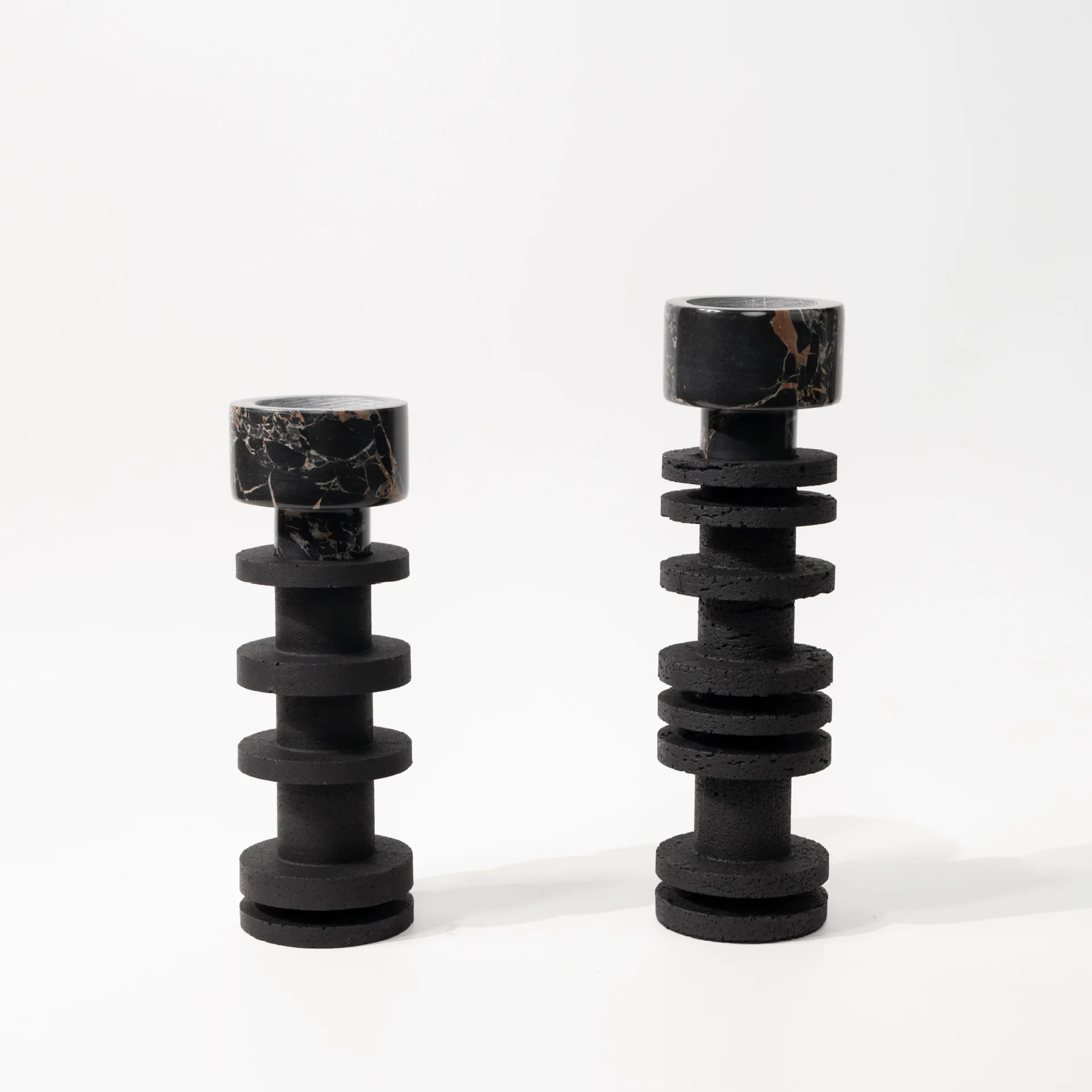 Modern medieval black imitation hole stone candle holder candle retro eclectic villa model room soft decoration