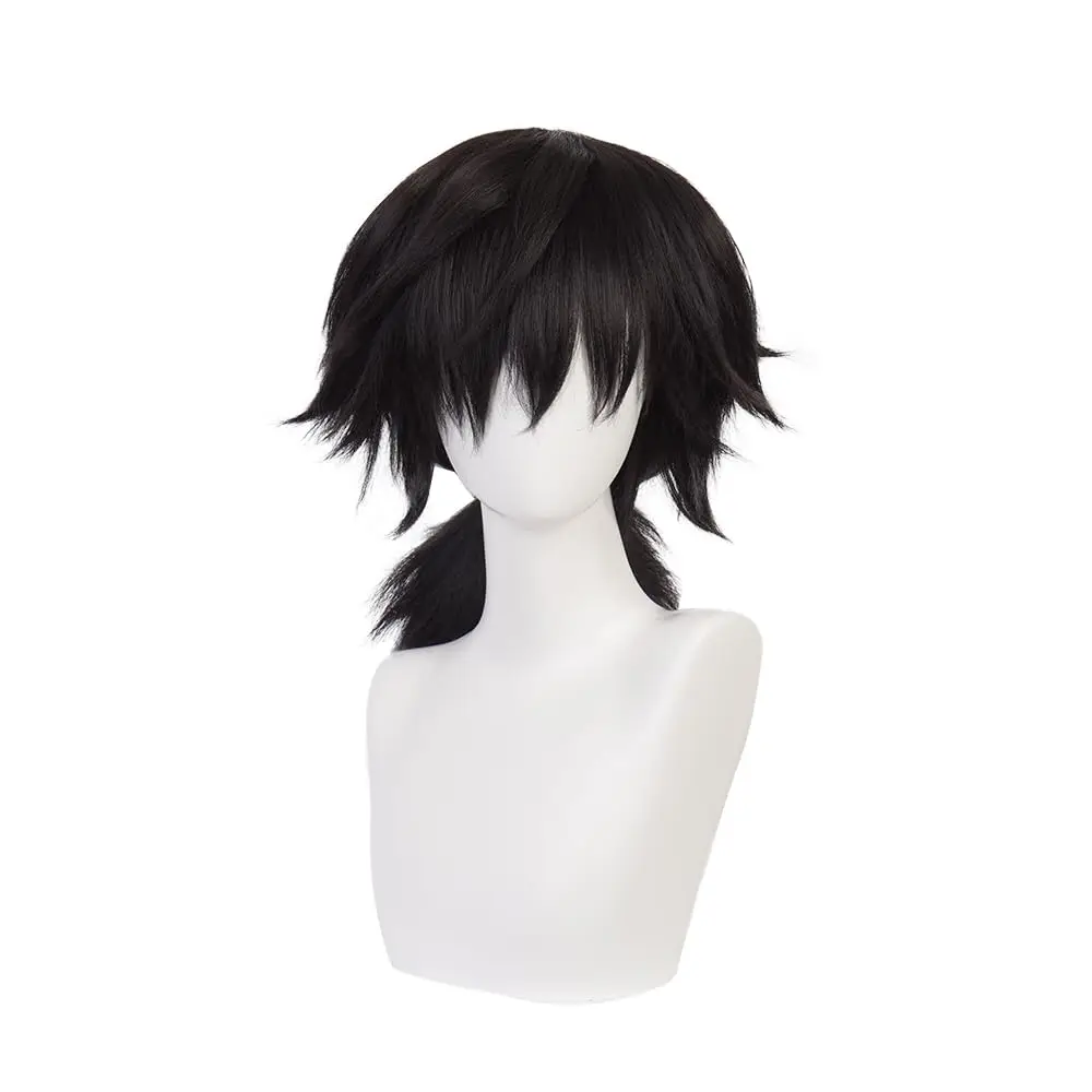 

Anime Demon Slayer Cosplay Wigs Tomioka Giyuu Long Black Heat Resistant Synthetic Hair Wigs for Halloween Costume Party