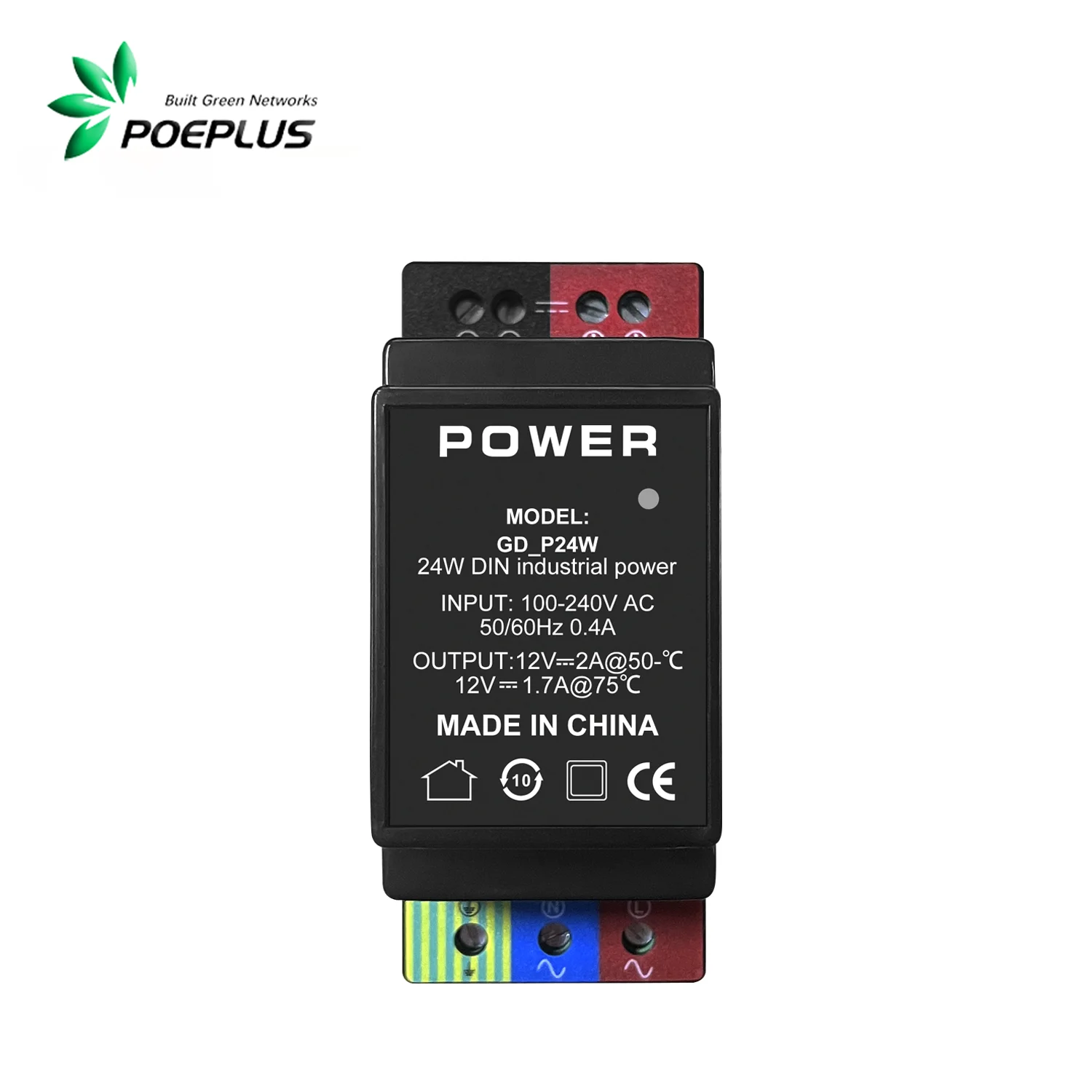 

POEPLUS 24W Industrial Power Supply|100-240Vac in 2 Chanel 12Vdc output|AC to DC voltage converter for AP or camera