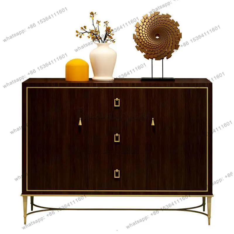 

American country light luxury stainless steel sideboard, modern simple storage, old entrance cabinet customization