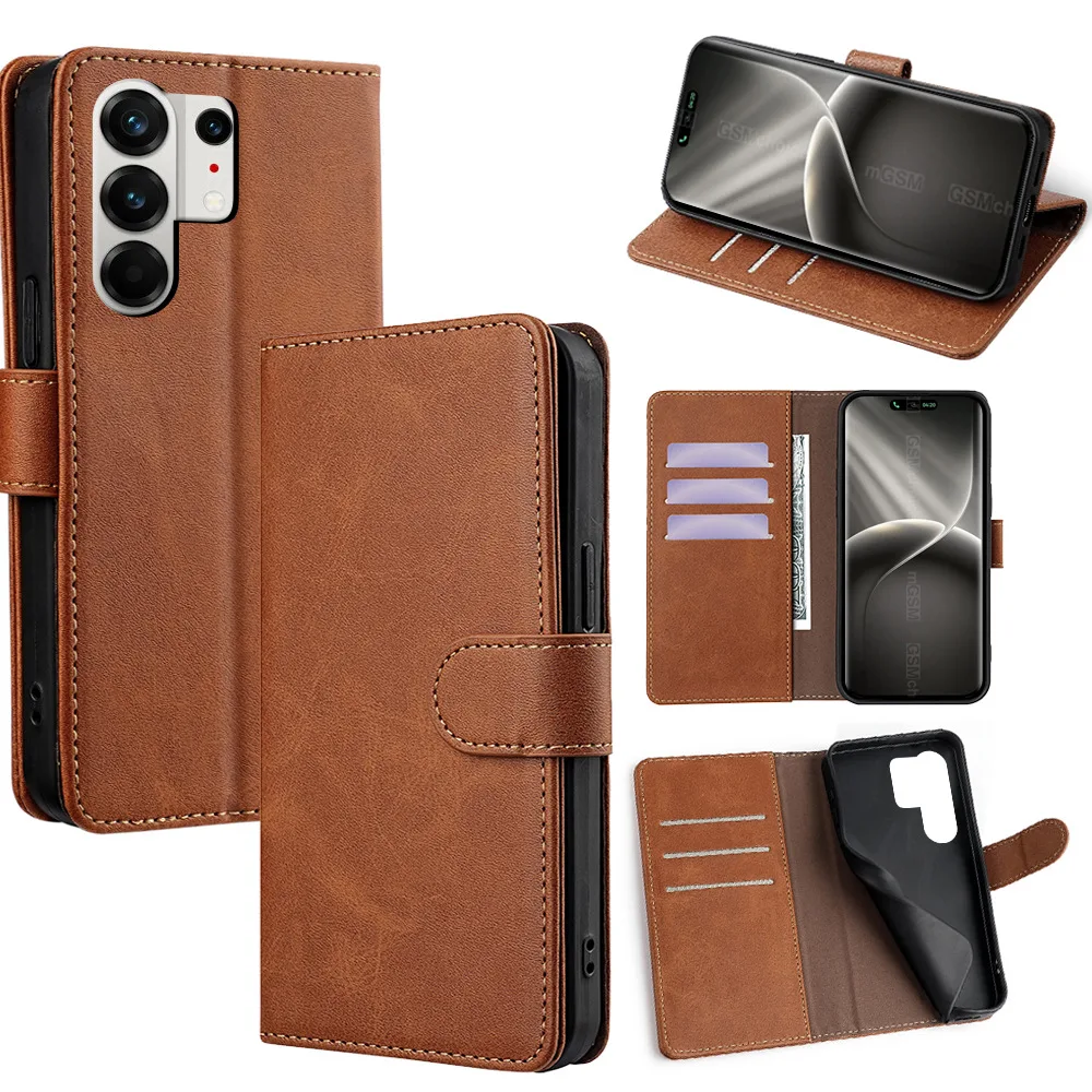

Magnetic Buckle Leather Flip Cover for Tecno Camon 50 40 30 20 19/Spark 40C 30C/Pova 7 6 4 5 Pro with Built-in Wallet Card Slots