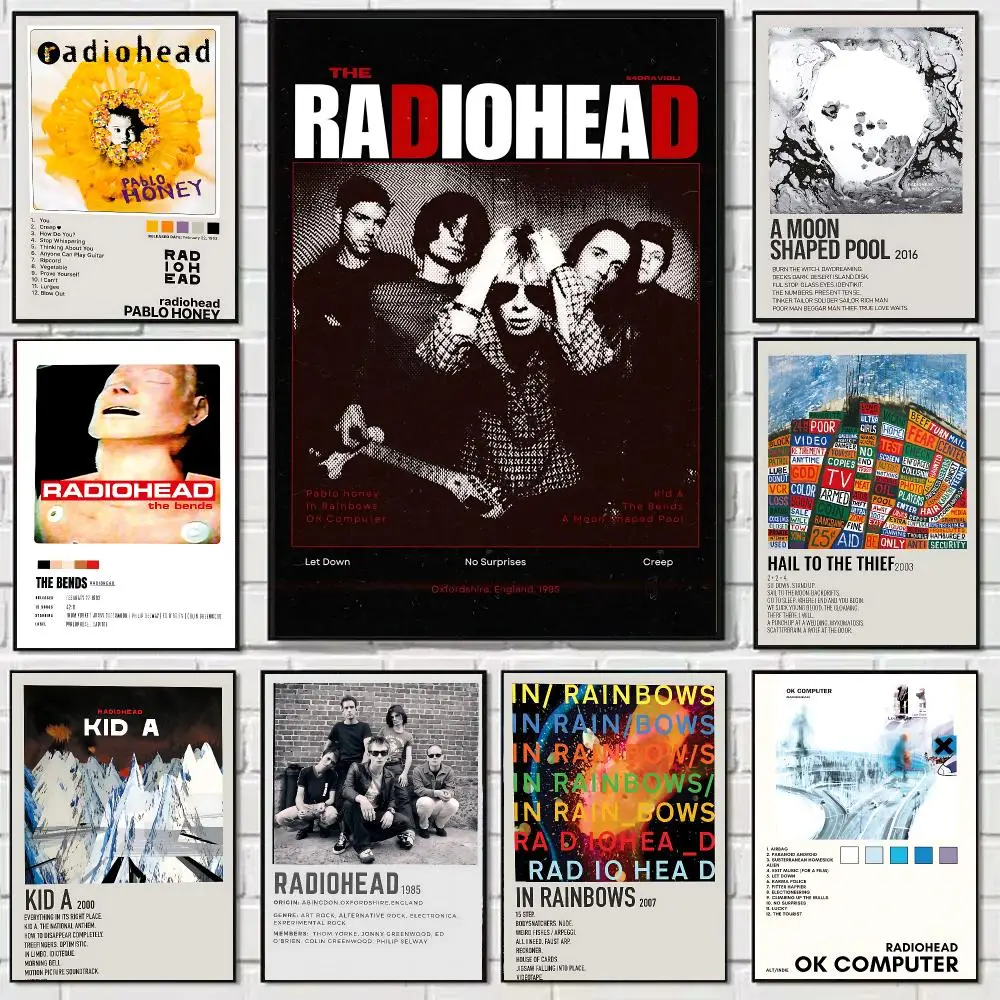 Rock Band R-Radiohead Poster Sticker Self Adhesive For Bedroom Hallway Livingroom Wall Art Decor Present Fandom Gift