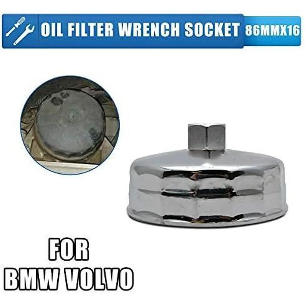 

1pc 86mm 16 Flute Aluminum Car Oil Filter Wrench Cap Strainer Wrench Cap For BMW & Volvo Repair Sleeve Housing Tools Remover