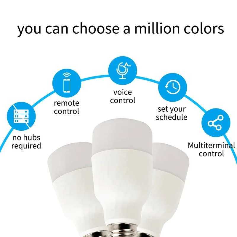 Bulb Intelligent Colorful LED Lamp WiFi Smart Light 7W RGBW APP Remote Control Works with Alexa Google for Smart Home E27 E26