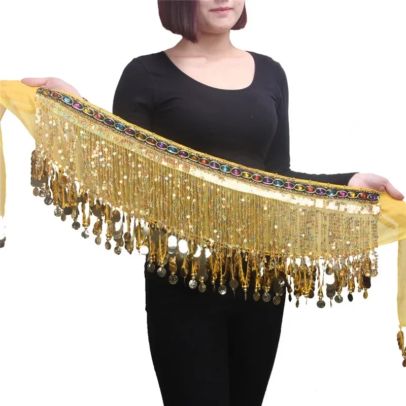 Belly Dance Belt Costumes Sequins Tassel Belly Dance Hip Scarf For Women Belly Dancing Belts Performance Wear Props Waist Chain