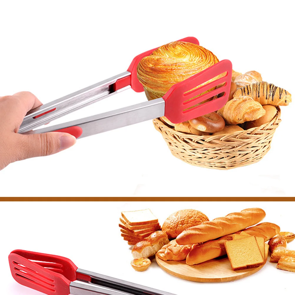 

1pc Silicone Food Tongs 12 Inch Heat Resistant Anti Slip Kitchen Clips For Bbq Steak Noodles Cake Cold Dishes