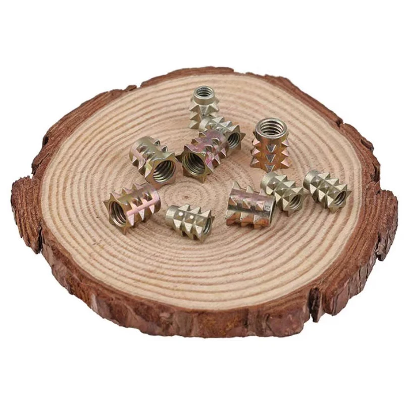 M4x10/M6x10 Zinc Alloy Spiked Furniture Nuts - Standard Fasteners for Wooden Furniture Assembly & Fixing