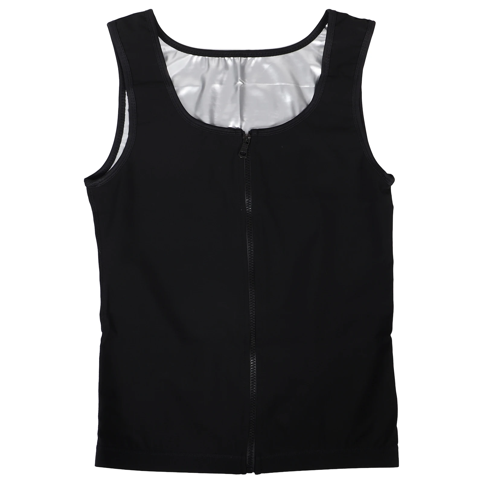 

Men Sauna Vest Zipper Black Compression Sweat Suits Burn Fat Spandex Shorts Quick Fitness Gear Yoga