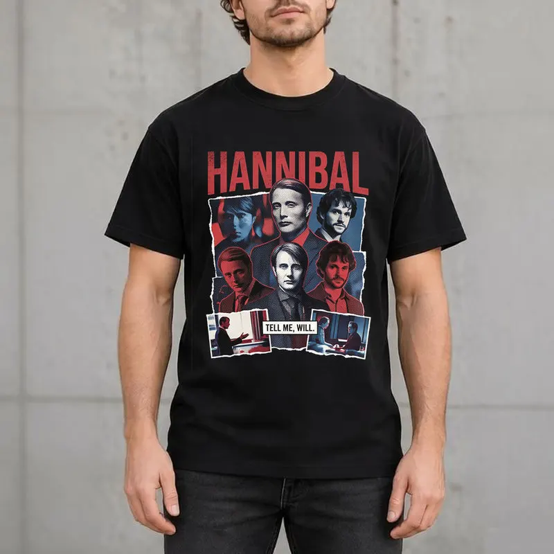 Hannibal Lecter Will Graham Graphic T Shirt, TV Series Horror Fan Unisex Tee Vintage Halloween Gift Tee, Unisex Casual Top