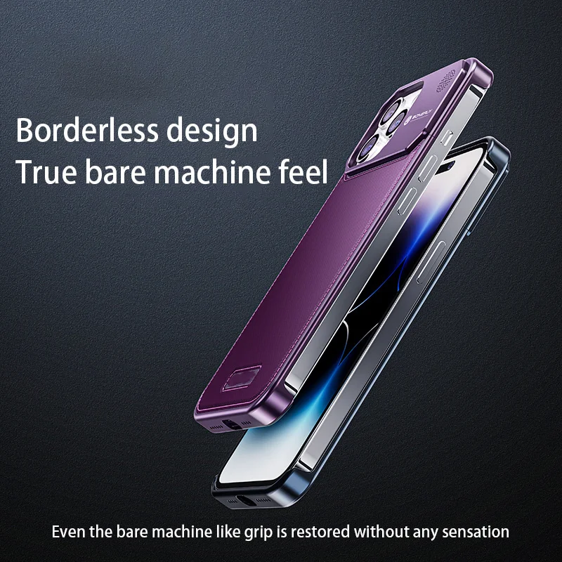 Metal Aluminum Alloy Precision Woven Fabric Magnetic No Border Phone Case For iPhone 15 14 13 Pro Max Aromatherapy Protect Cover