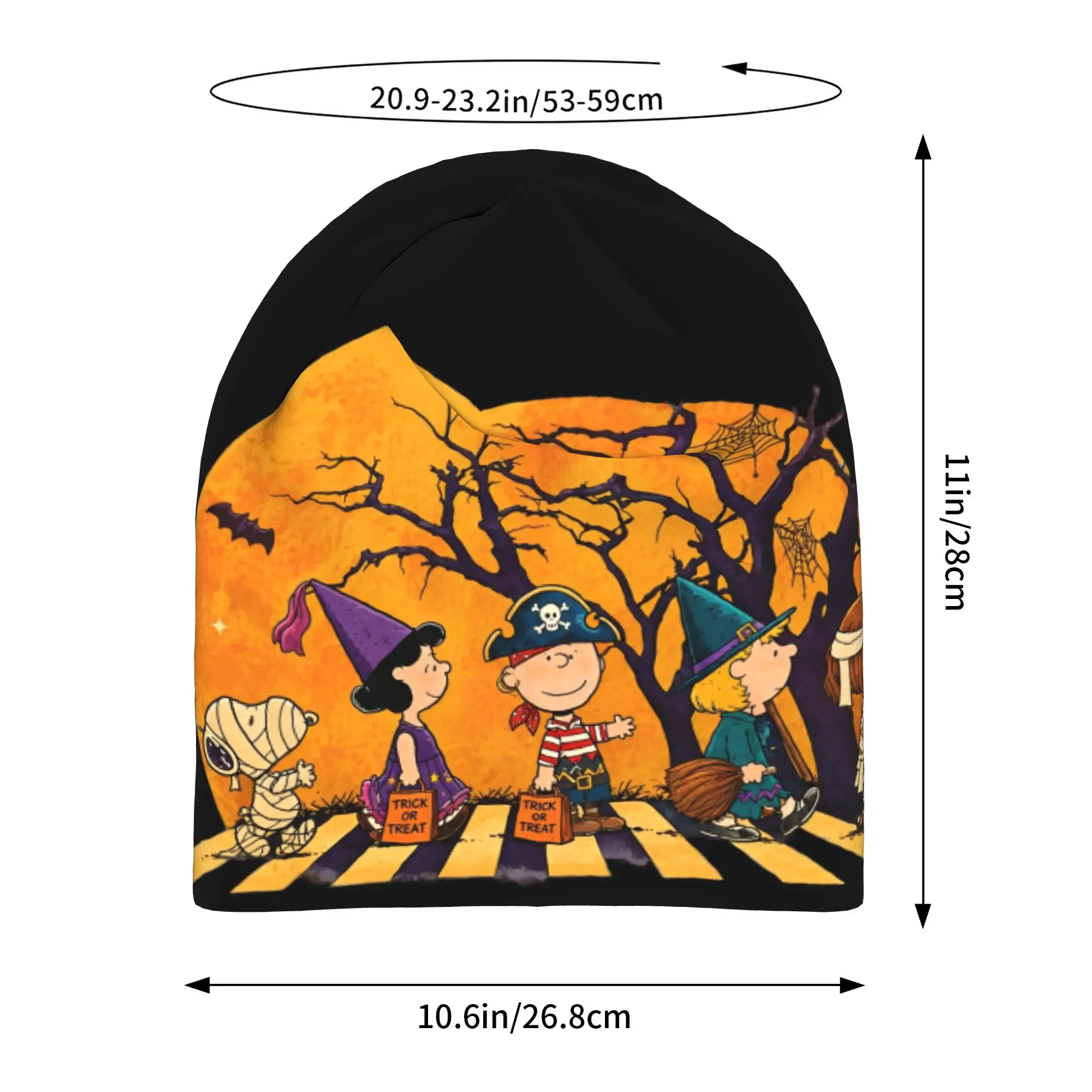 Breathable snoopyes halloween pumpkin Trick or treat Slouchy Beanie for Men Women Daily Work Skull Cap