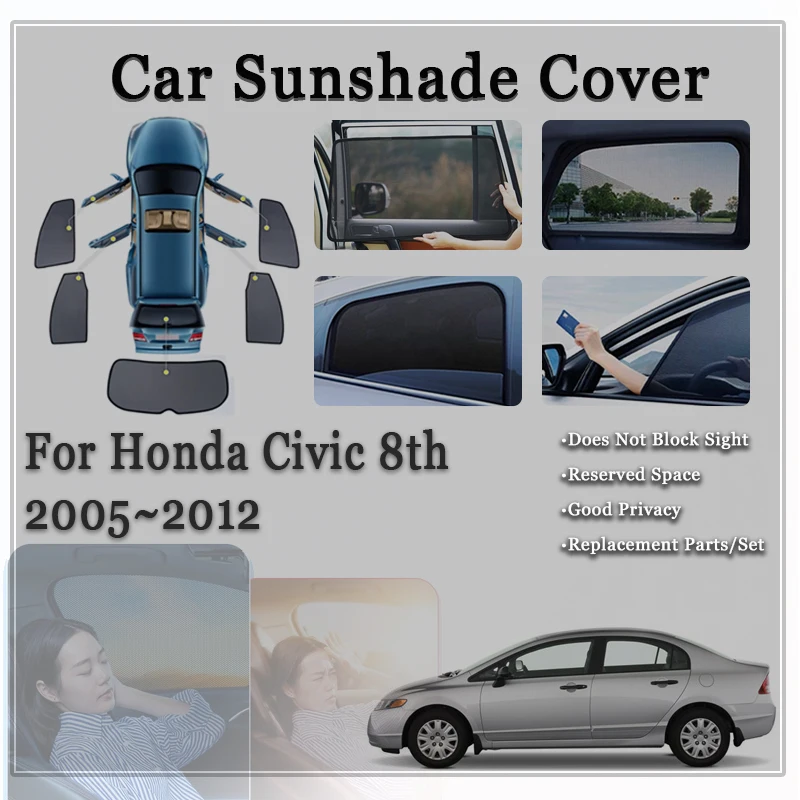 

Car Sunshades For Honda Civic 8th FA 2005-2012 Sedan Anti-UV Magnetic Sun Visor Window Windshield Curtain Cover Auto Accessories