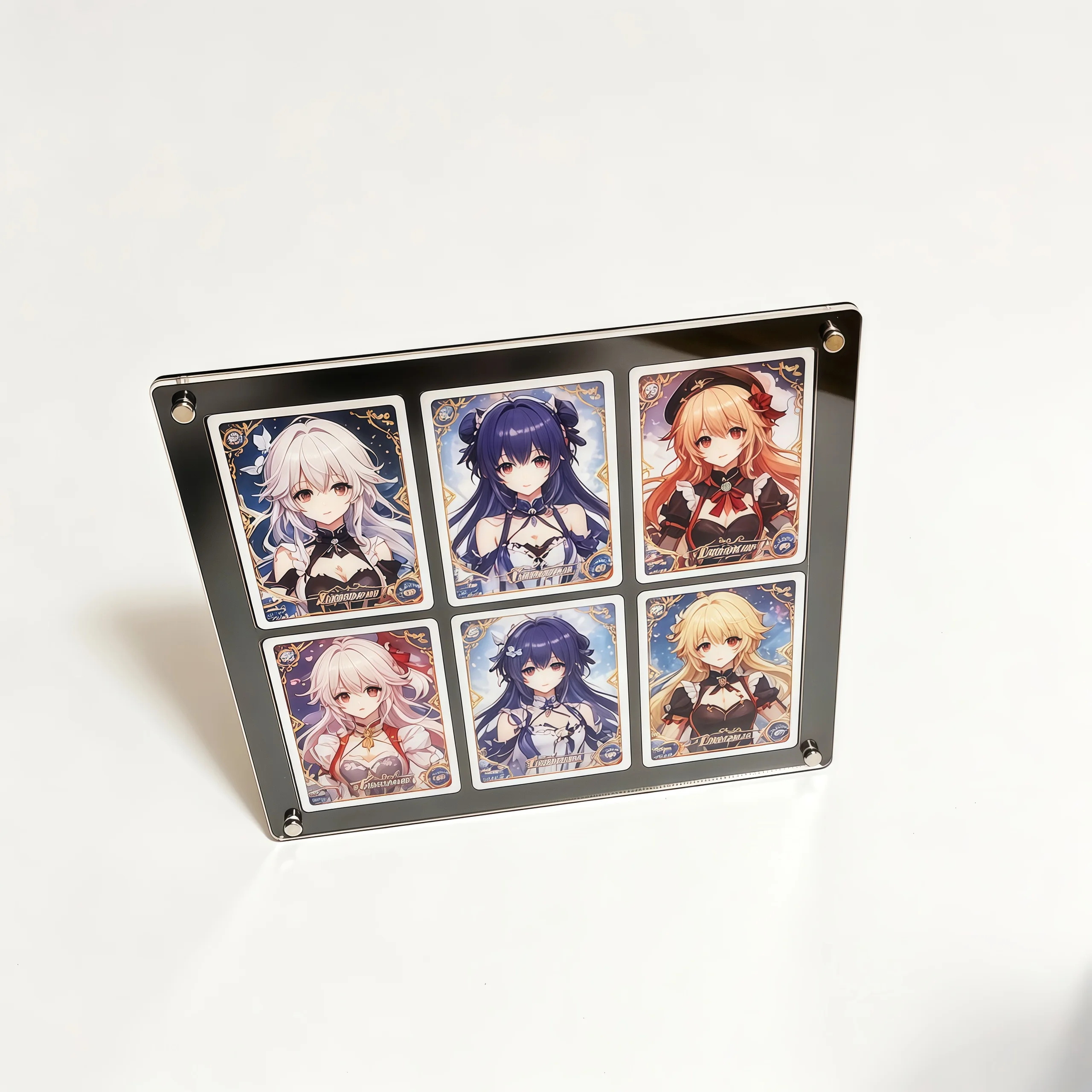 6-Fach Schwarzer Ausstellungsständer für Polaroid-Bilder, Kartenhalter für Sammelkarten, Pokemon, Anime-Charaktere und Trainer-Karten